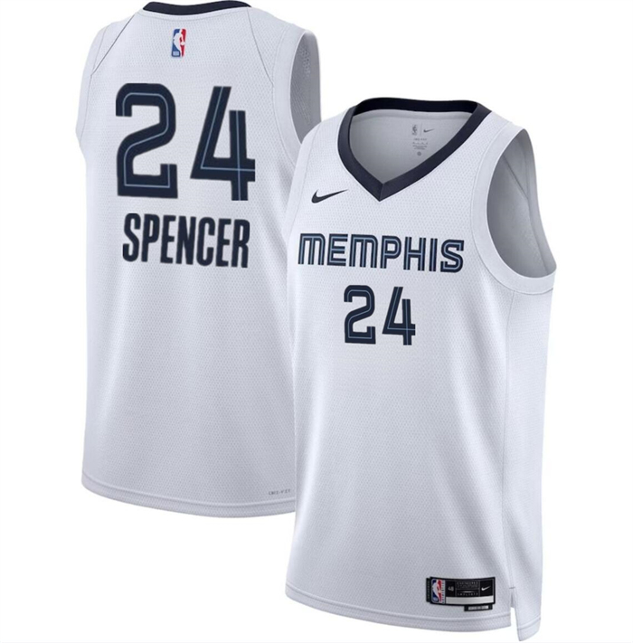 Men's Memphis Grizzlies #24 Cam Spencer White 2024 Draft Association Edition Stitched Jersey